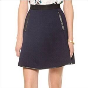 Madewell Luna Quilted Faux Leather Mini Skirt Blue Black Chic Skater Night Out 0